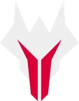 Wolven Games logo, light grey and red